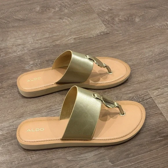 Aldo Metallic Gold Slide Sandals - Picture 5 of 9